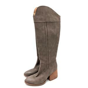 Korks Scarlet Western Block Heel Tall Boots Women's Taupe Size US7.5M EU38